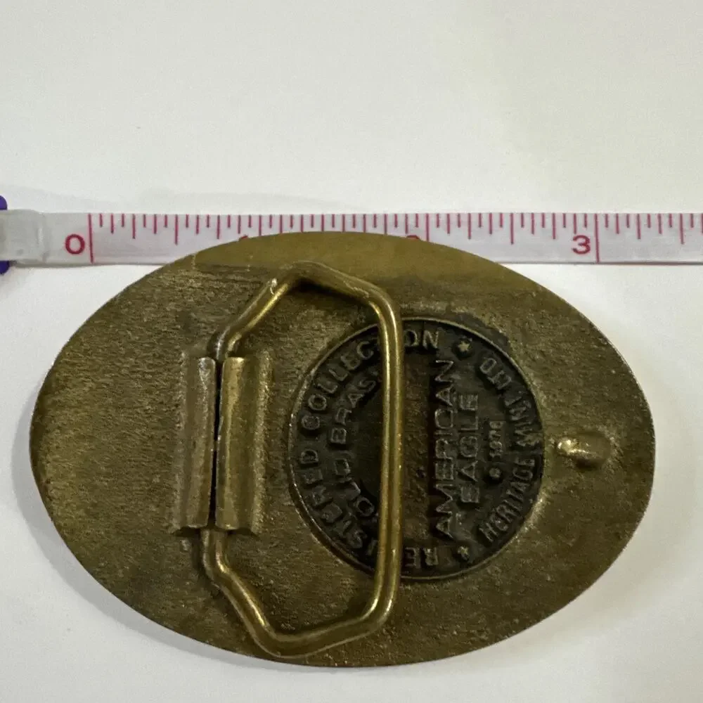 Vintage 1976 Heritage Mint Solid Brass United We Stand Eagle Belt Buckle USA 76